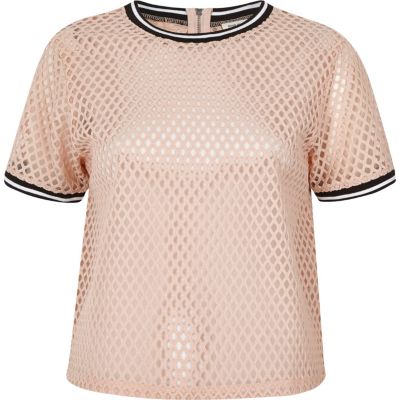 Pink sporty mesh T-shirt